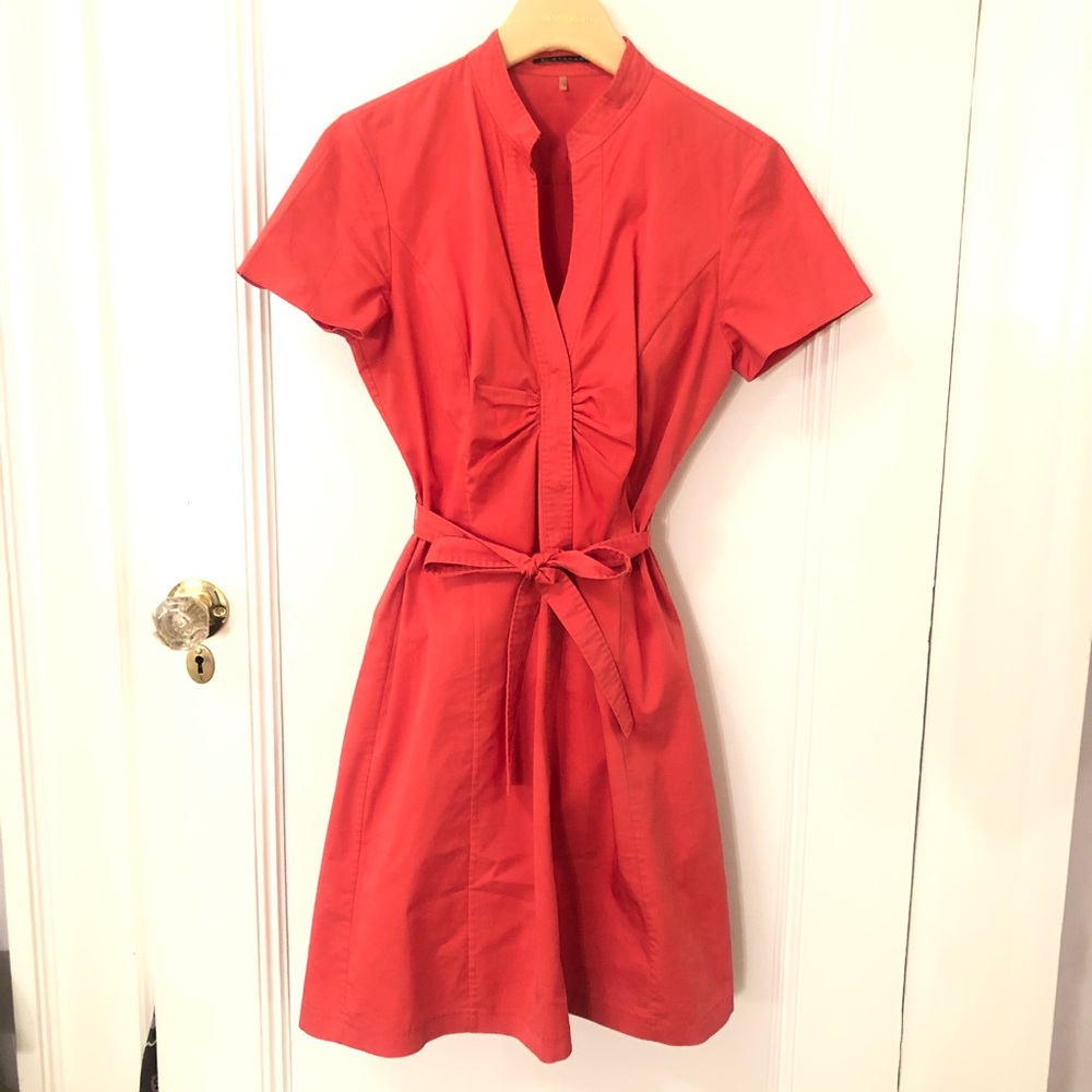 Elie Tahari coral shirt dress.